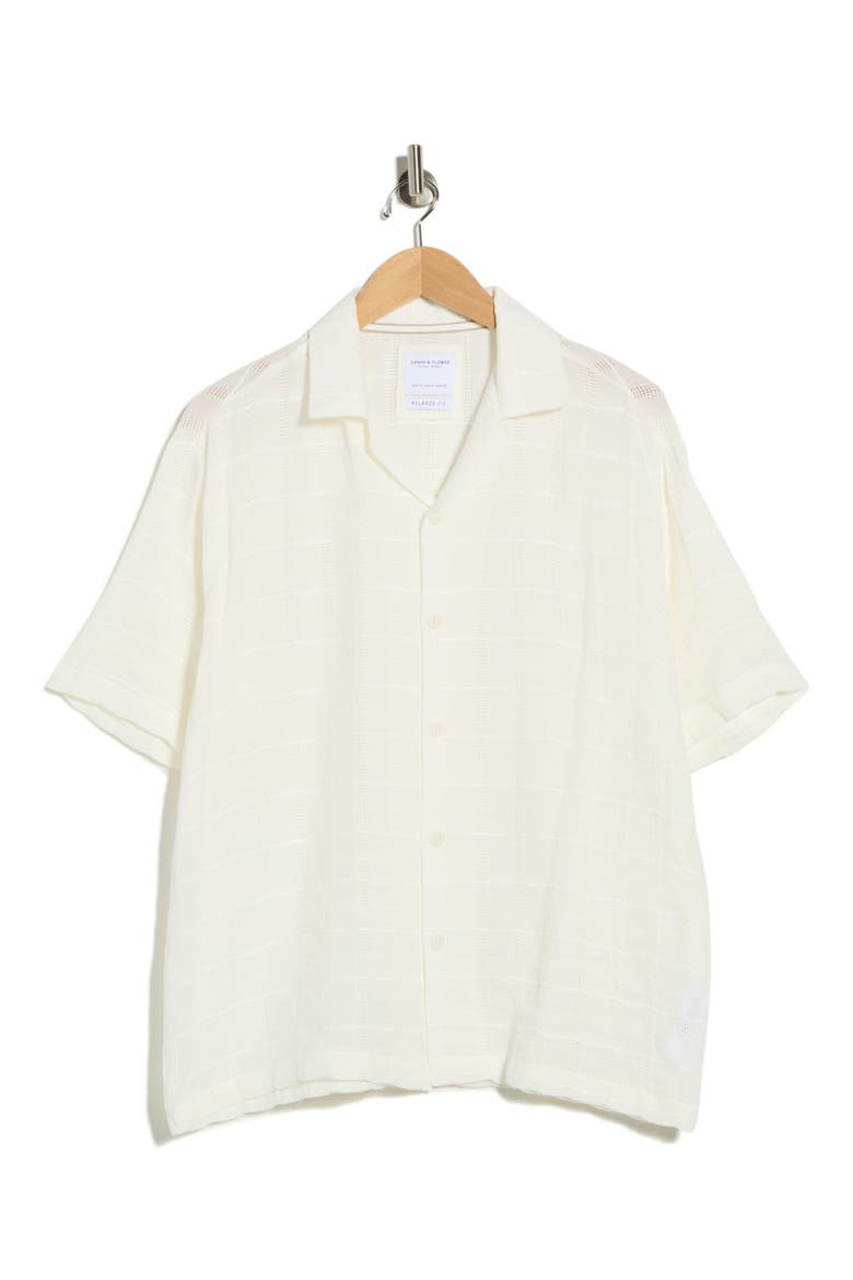 Textured Relaxed Fit Camp Shirt, Alternate, color, OFF WHITE