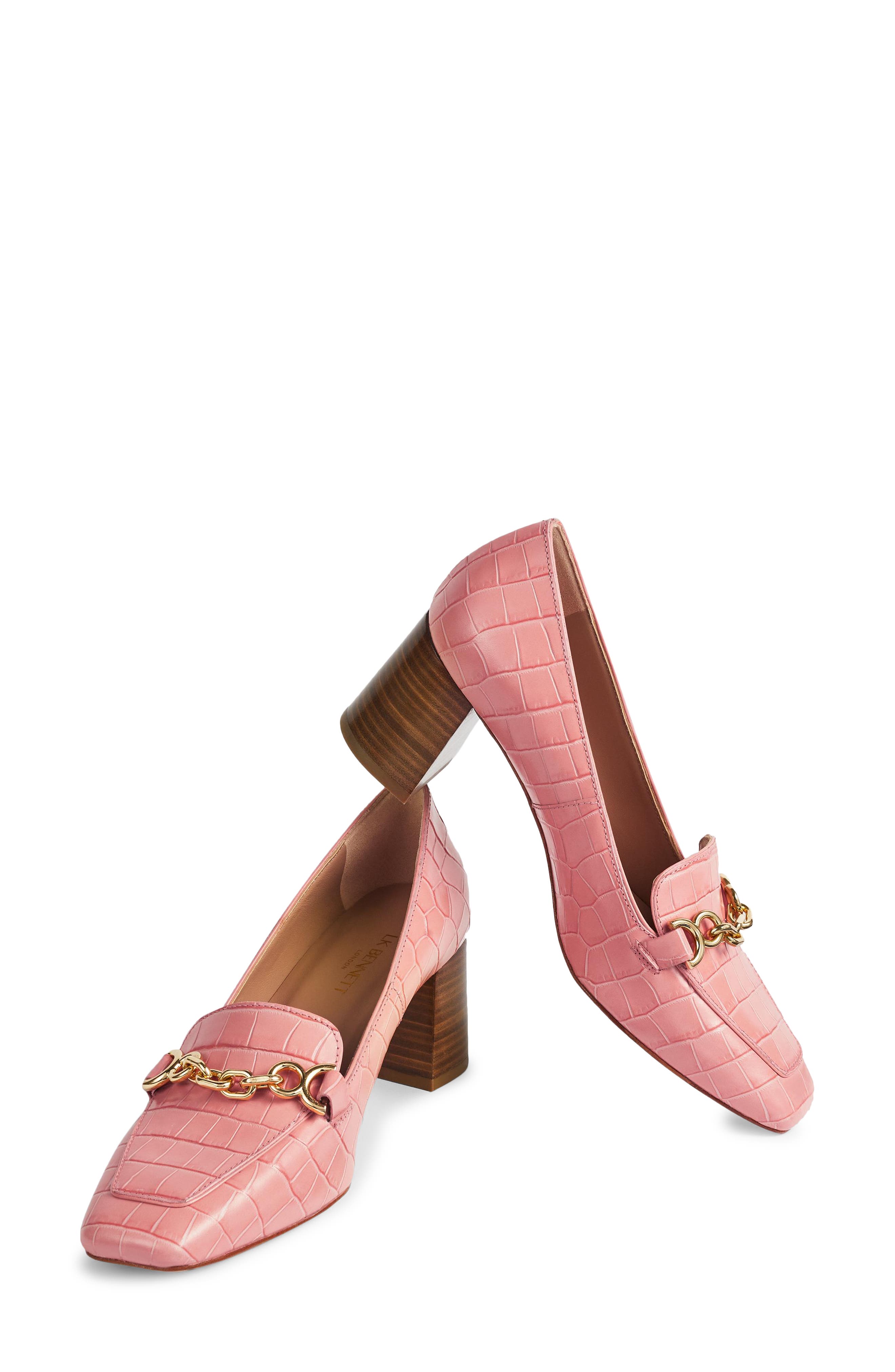 Johanna Trim Block Heel Loafer Pump, Alternate, color, PEACH