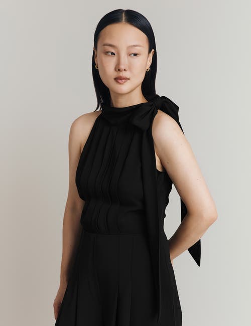 Ghost London Myla Crepe Halter Neck Wide Leg Jumpsuit In Black