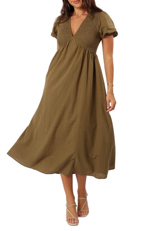 Brooke Smocked Cotton Midi Dress