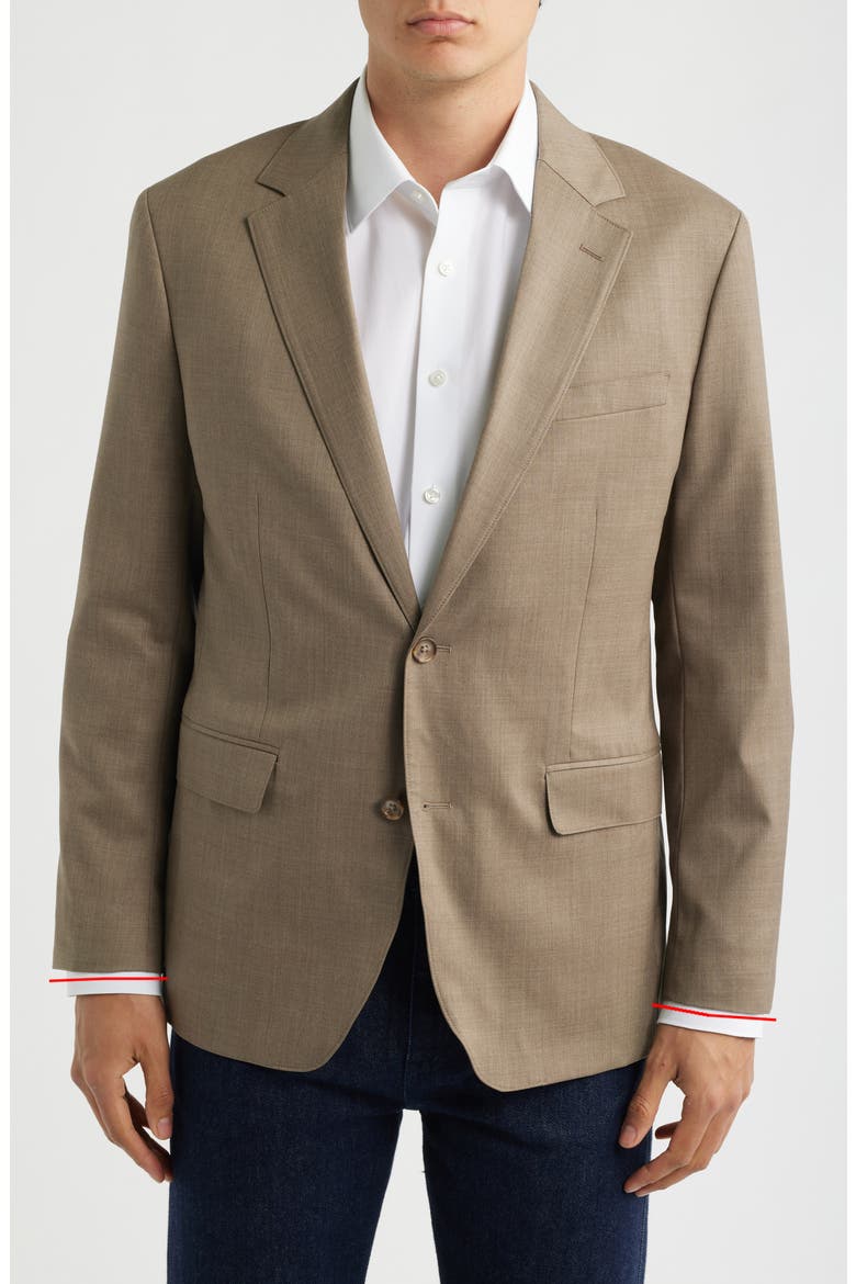 Jetsetter Standard Fit Tan Mélange Stretch Wool Sport Coat, Main, color, TAN