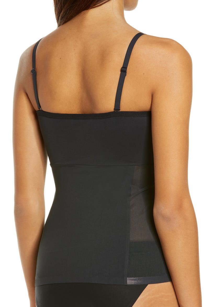 Convertible Strap Mesh Shaping Camisole, Alternate, color, BLACK