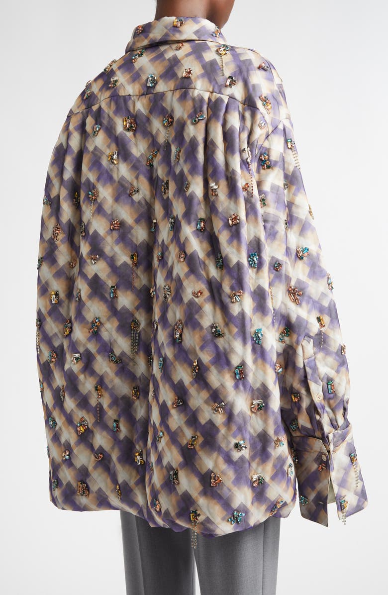 Dries Van Noten Cartan Crystal Embellished Oversize Button-Up Shirt, Alternate, color, Purple