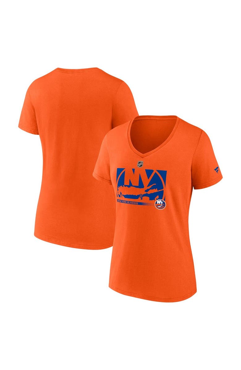 FANATICS Women's Fanatics Branded Orange New York Islanders Authentic Pro Core Collection Secondary Logo V-Neck T-Shirt, Main, color, 