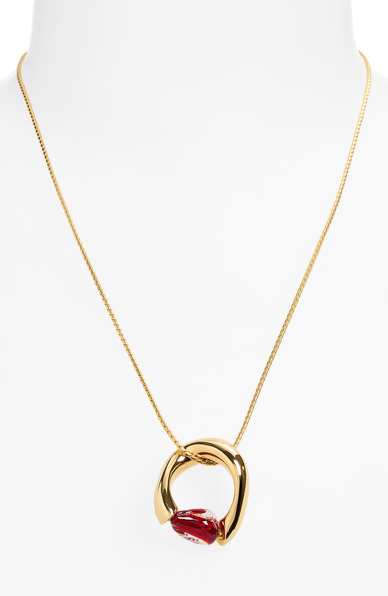 Bottega Veneta Sculpted Ring Pendant Necklace, Alternate, color, 6260 Lacquer