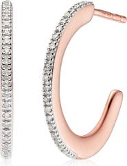 Monica Vinader Fiji Skinny Hoop Diamond Earrings