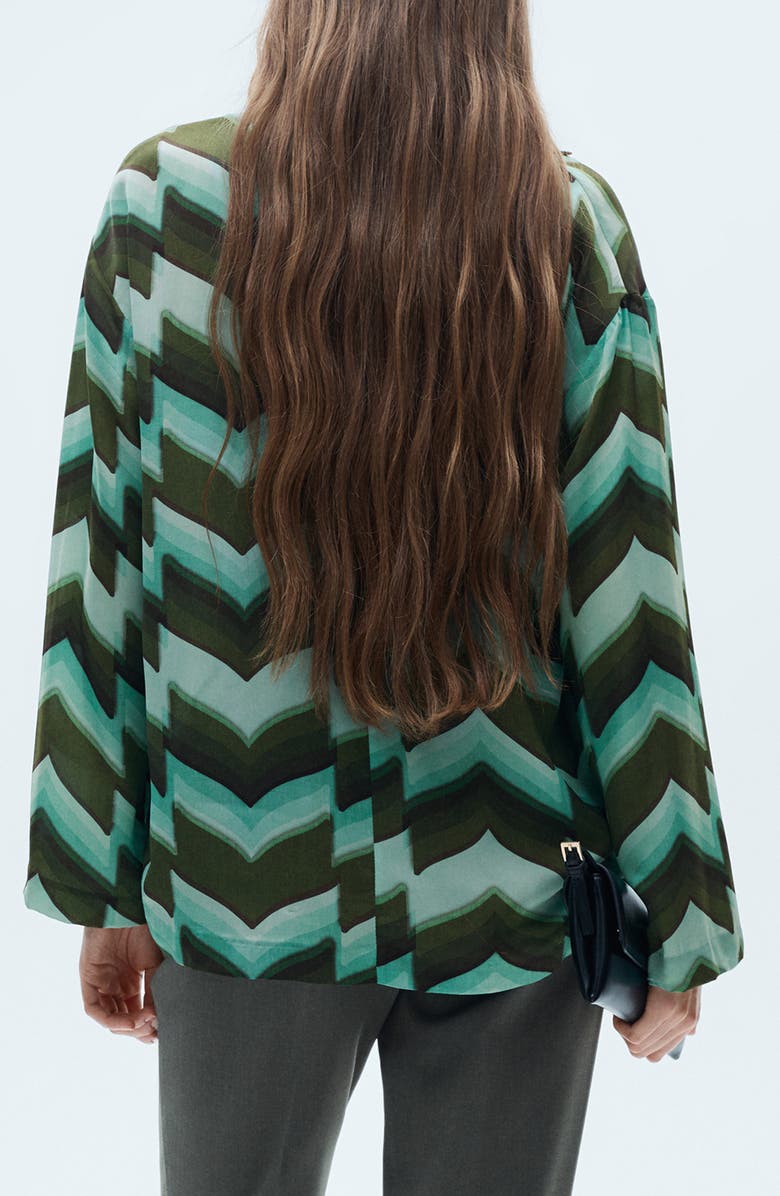 MANGO Chevron Print Button-Up Shirt, Alternate, color, 