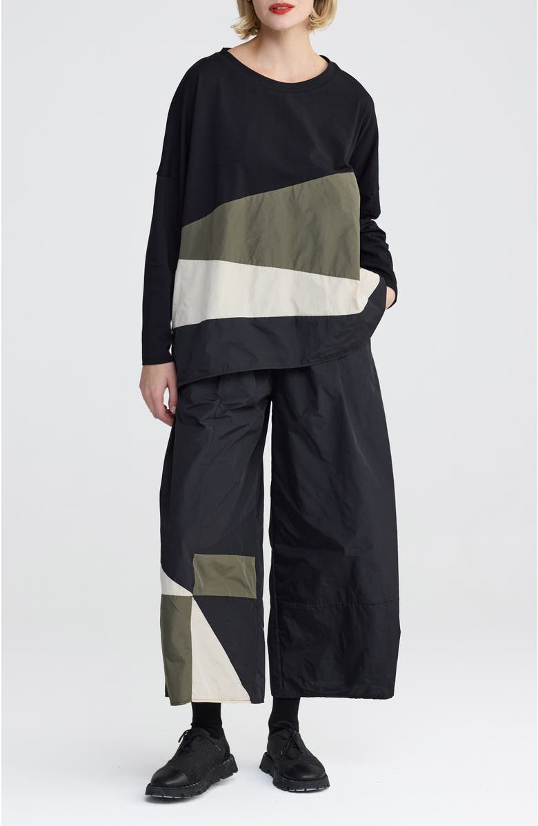 LUUKAA Raine Colorblock Blouse, Alternate, color, Black