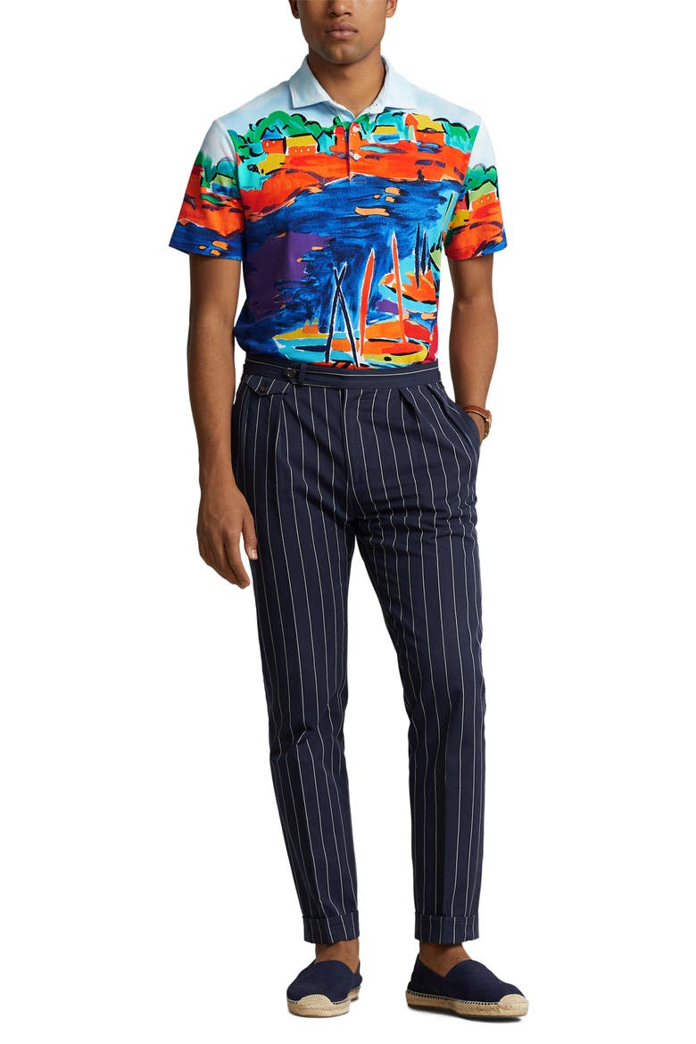 Classic Fit Print Mesh Polo, Alternate, color, VISTA SAIL