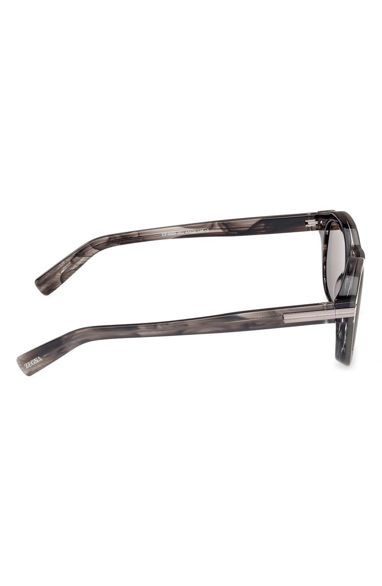 ZEGNA 47mm Round Sunglasses, Alternate, color, Shiny Transparent Grey