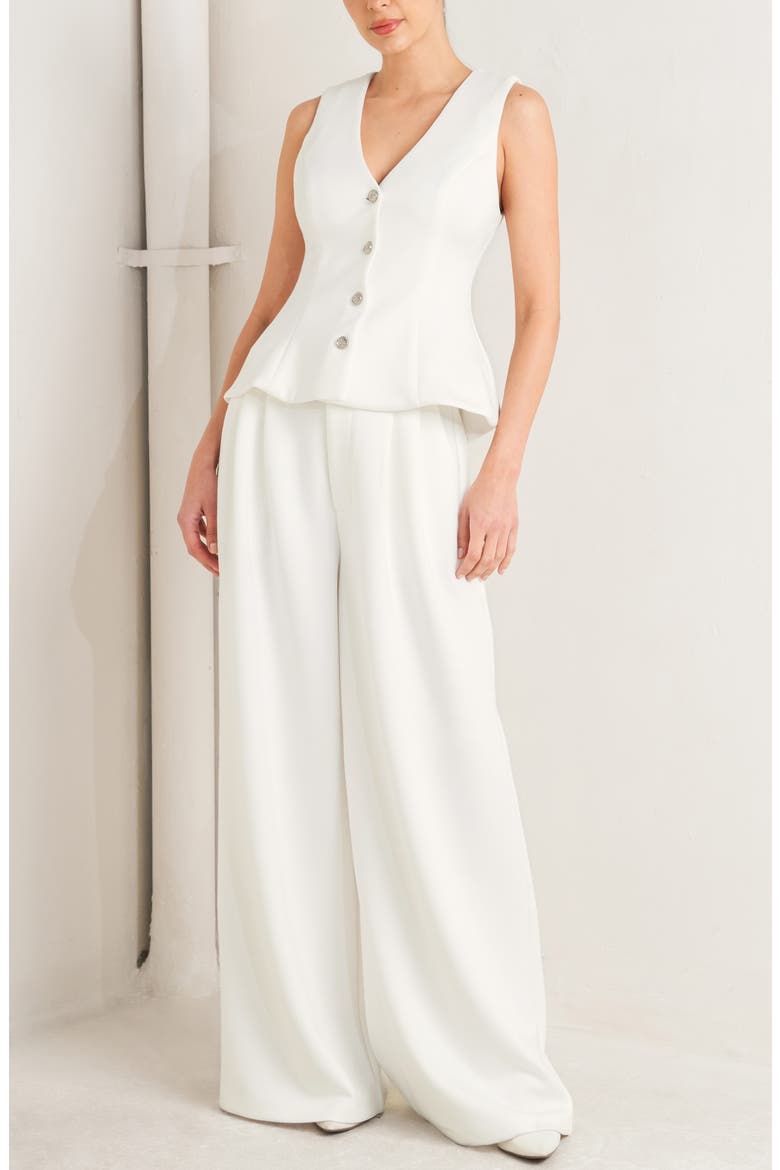 Button Front Stretch Vest, Alternate, color, WHITE