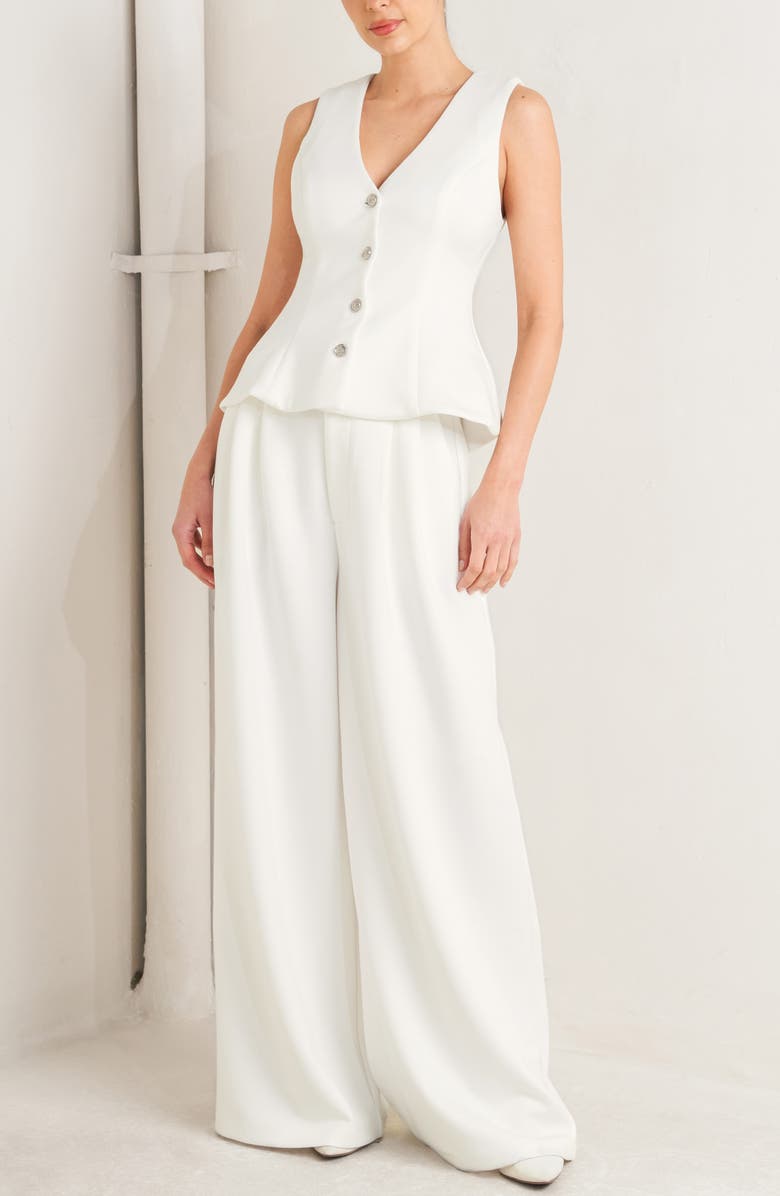 FREEMARKET Button Front Stretch Vest, Alternate, color, White