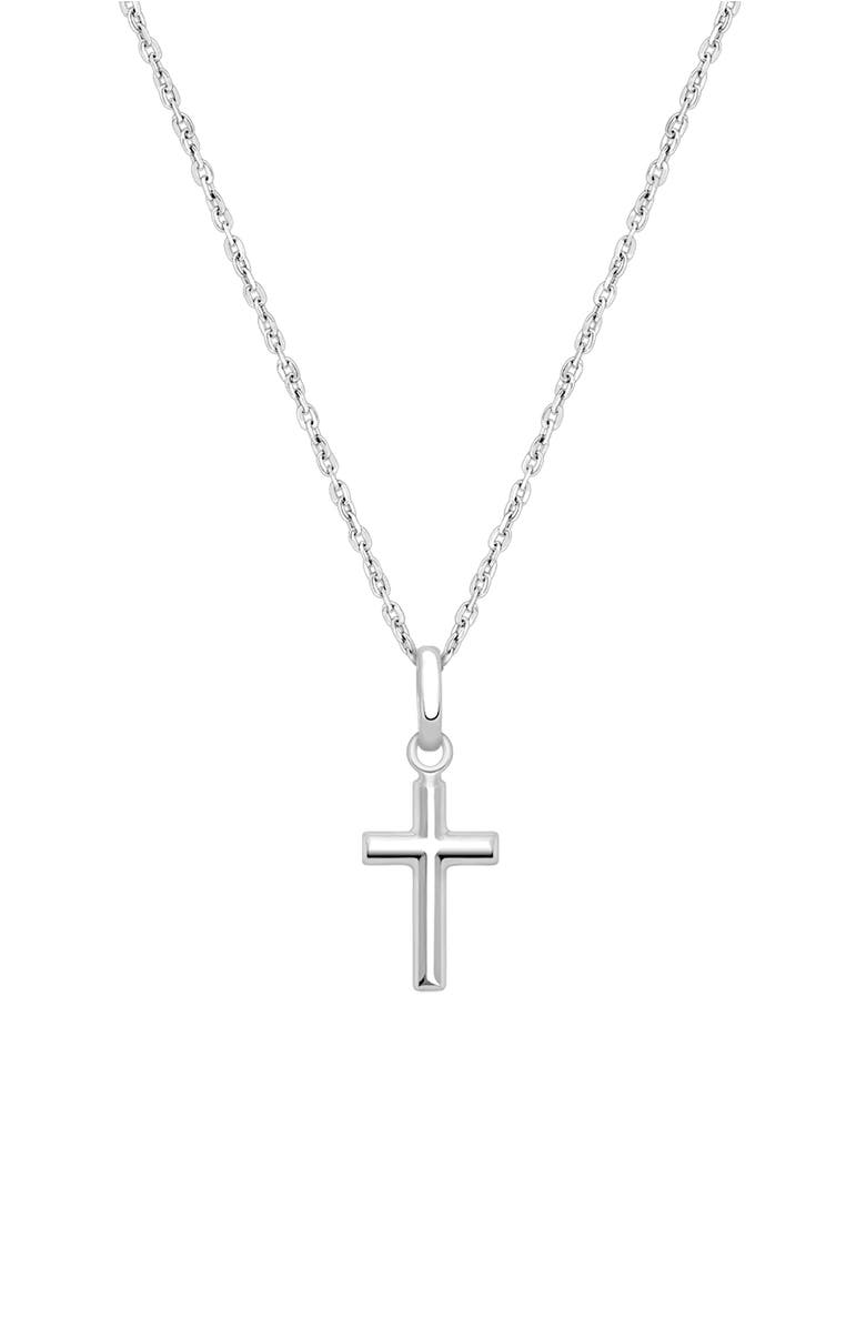 Tiny Blessings 14K Gold Everlasting Faith Cross Necklace, Main, color, 14K White Gold