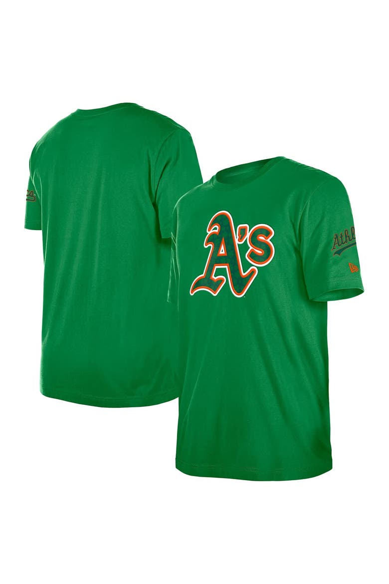 Men's New Era  Kelly Green Athletics St. Patrick's Day Shamrock Fill T-Shirt, Main, color, Kelly Green