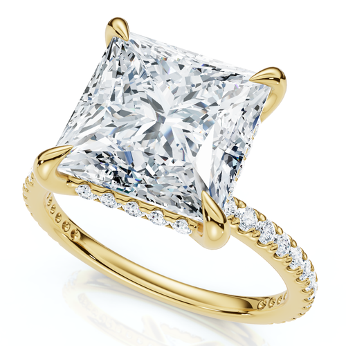 Bliss Diamond Certified 4 1/3ct Princess Cut Side Halo Engagement Ring 14k Gold/pt Lab Grown