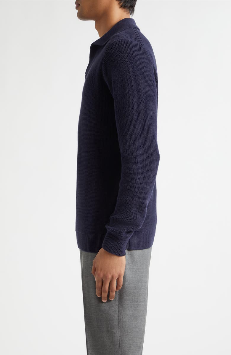 Thom Sweeney Skipper Long Sleeve Cotton Polo, Alternate, color, Navy