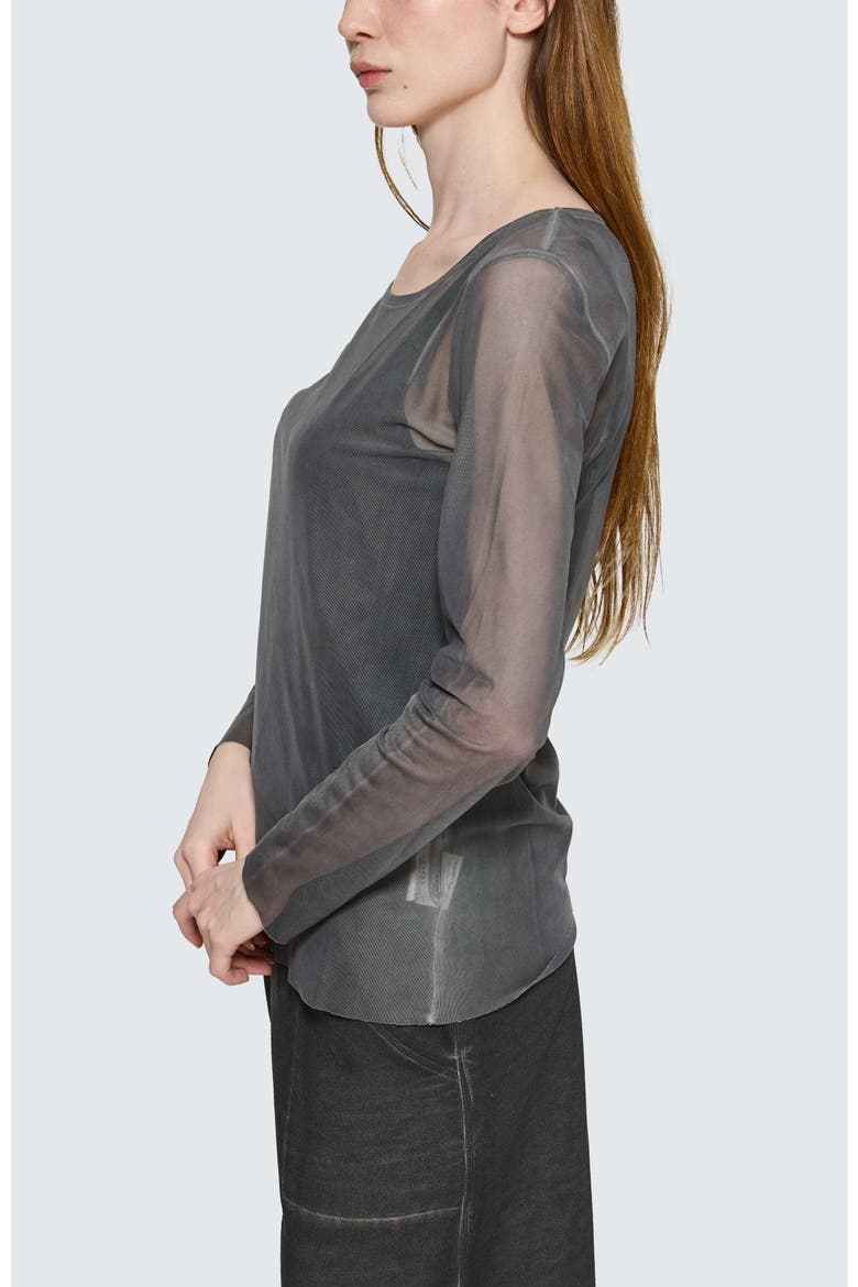 Marlene Garment-Dyed Mesh Blouse, Alternate, color, Misty Black