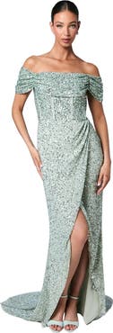 Coast Sequin Bardot Maxi Bridesmaid Dress