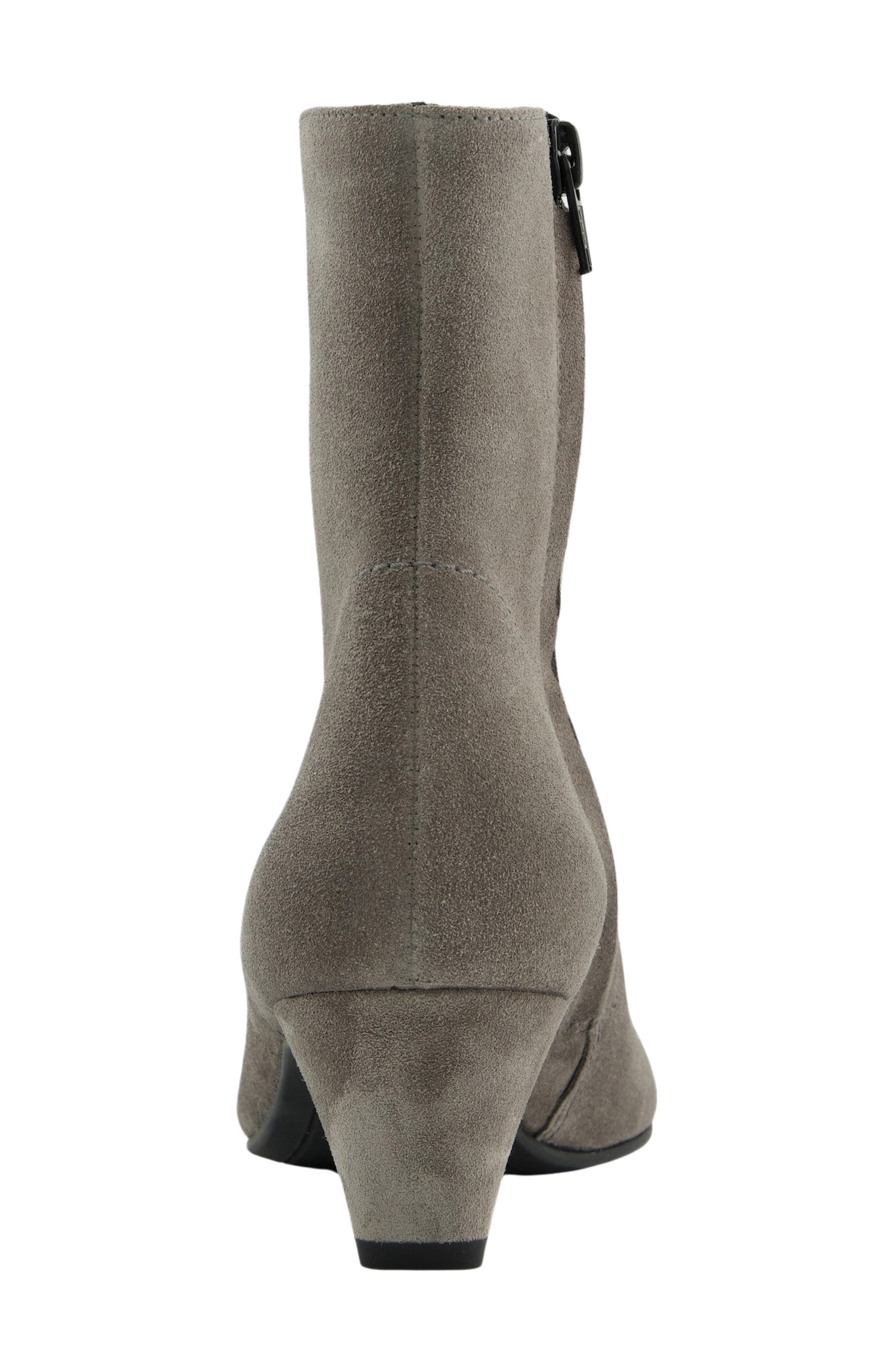 Ciara Pointed Toe Kitten Heel Bootie, Alternate, color, GREY SUEDE