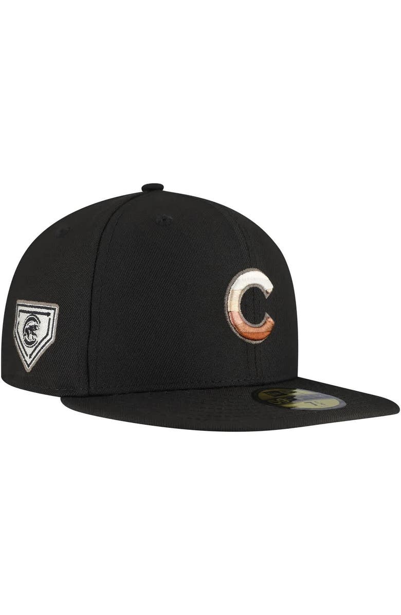 New Era Men's New Era Black Chicago Cubs Dune Gradient Side Patch 59FIFTY Fitted Hat, Main, color, 