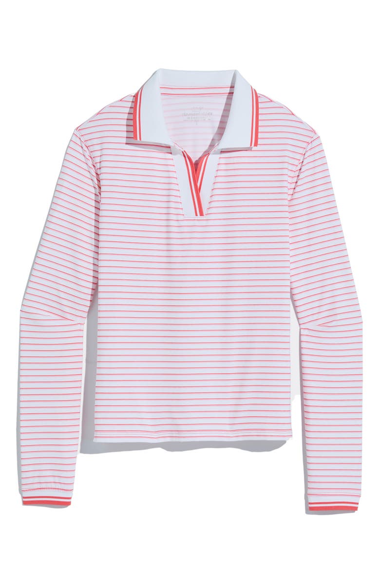 vineyard vines Long Sleeve UPF 50+ Crop Golf Polo, Main, color, Stripe White Cap/ Flaming