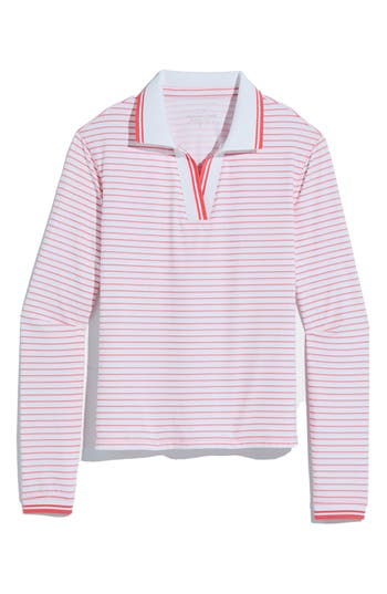 Vineyard Vines Long Sleeve Upf 50+ Crop Golf Polo In Purple