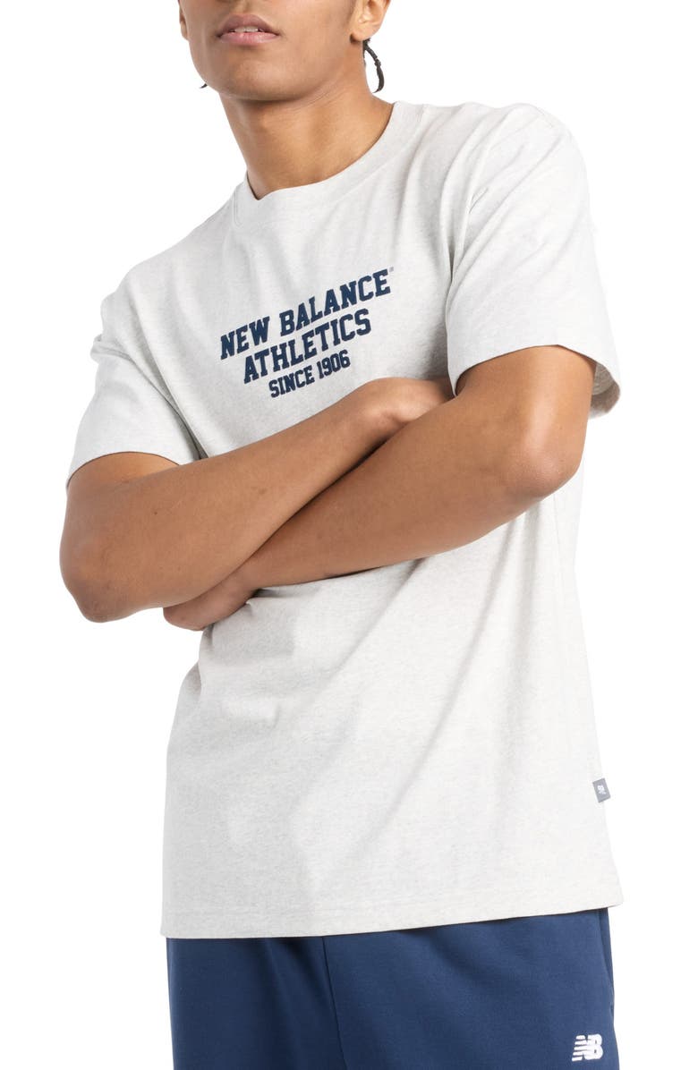 New Balance Varsity Logo Graphic T-Shirt, Main, color, Ash Heather
