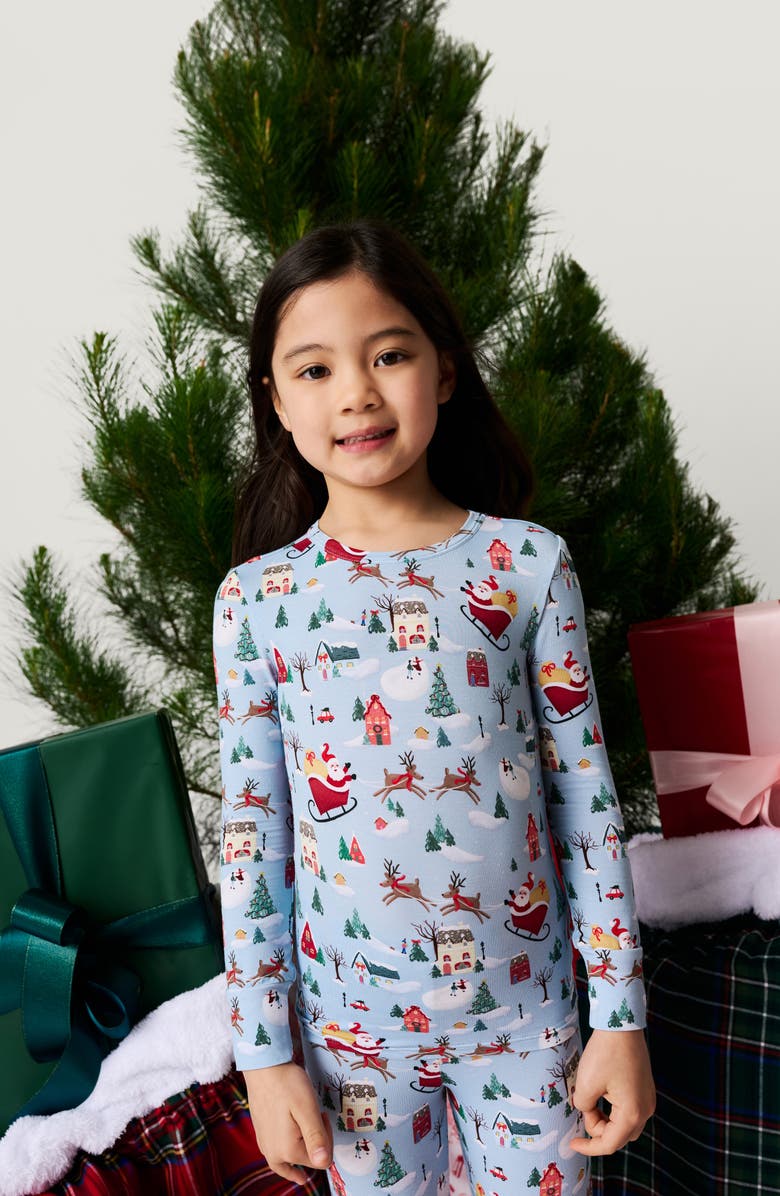 Posh Peanut Print Fitted Two-Piece Pajamas, Alternate, color, Blue