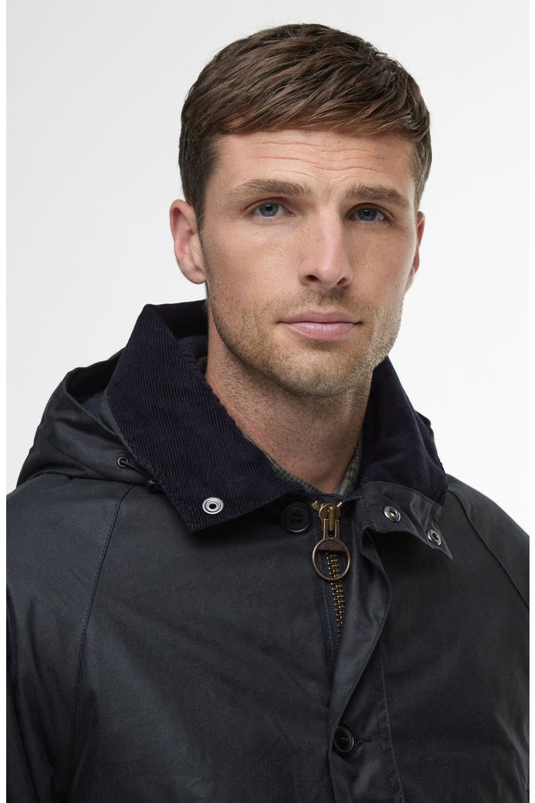 Modern Waxed Cotton Jacket with Removable Hood, Alternate, color, NAVY