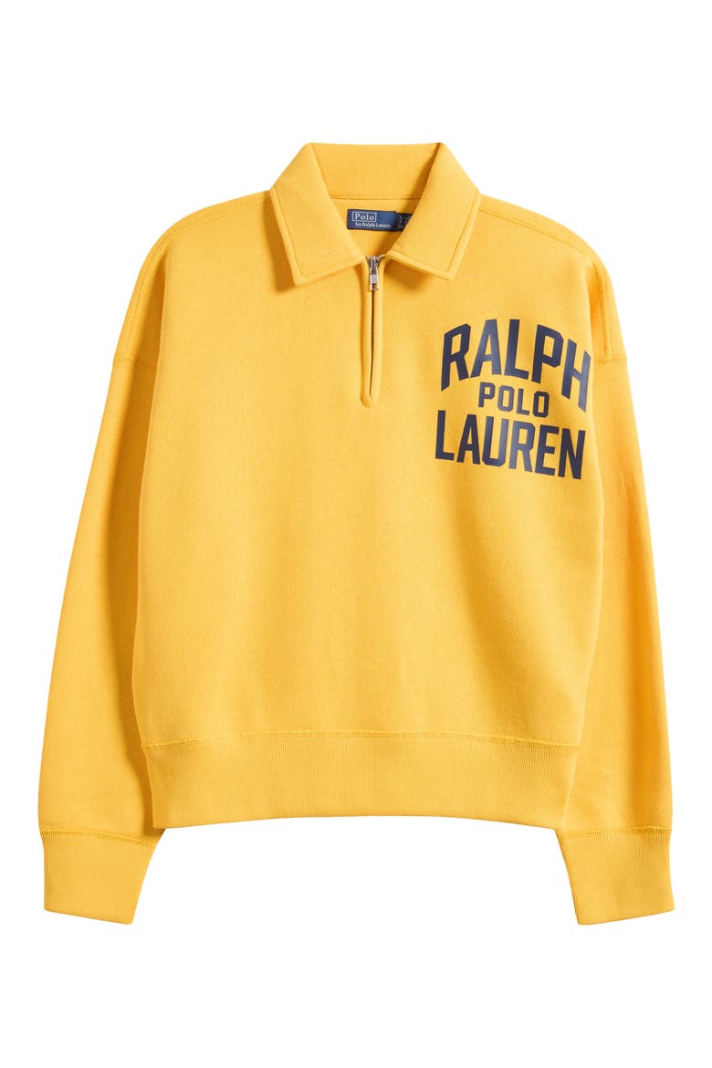 Cotton Blend Quarter Zip Sweatshirt, Alternate, color, GOLD BUGLE