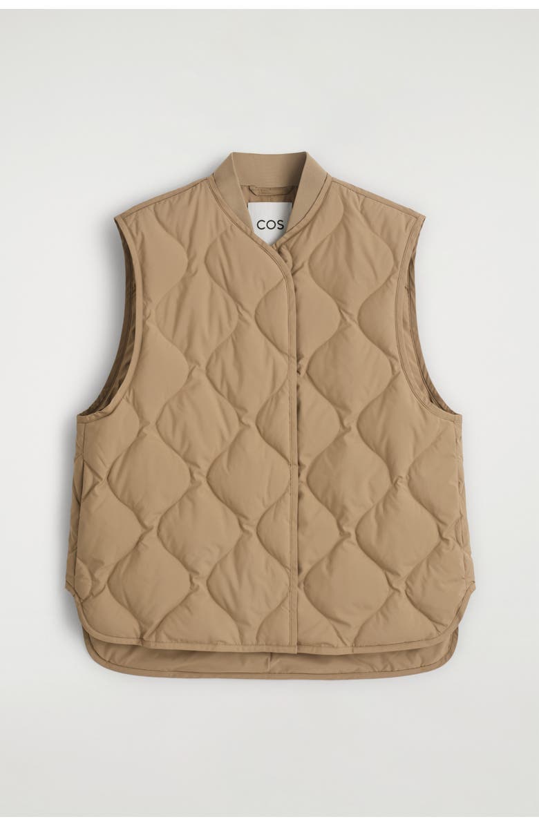 COS Oversized Quilted Down Gilet, Alternate, color, Dark Beige