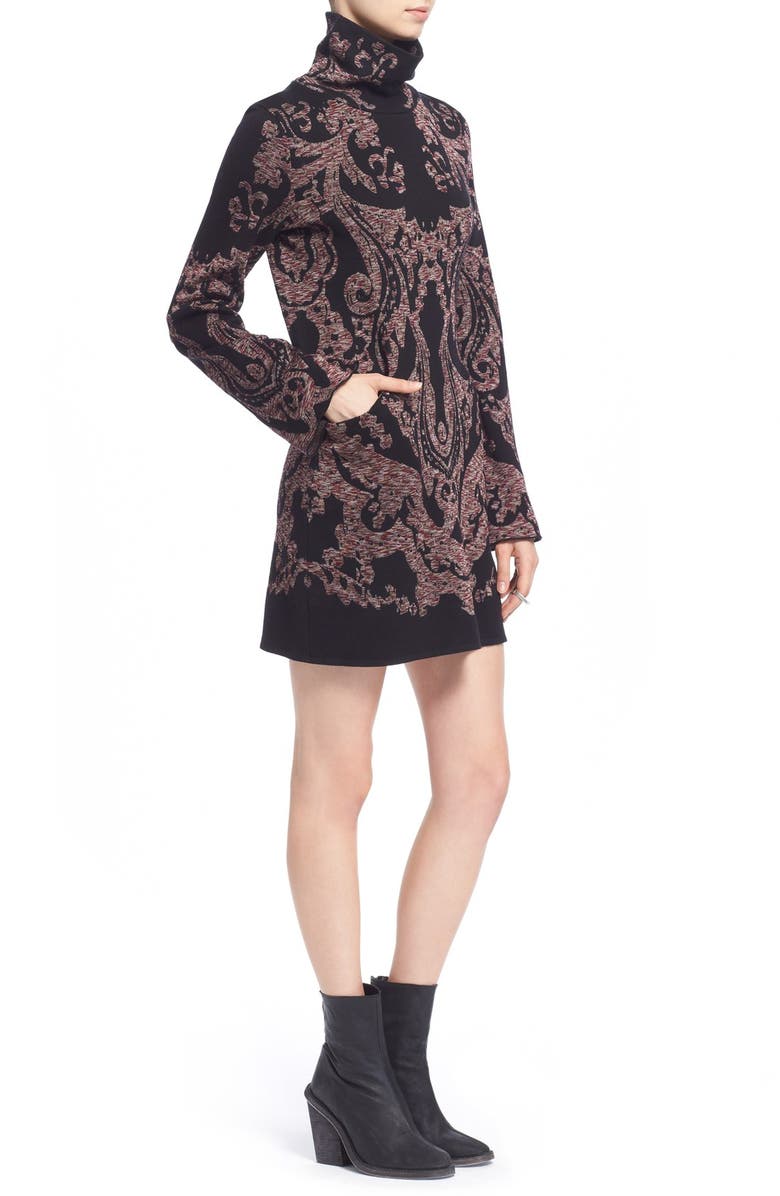 Free People 'Modern Love' Turtleneck Minidress, Alternate, color,