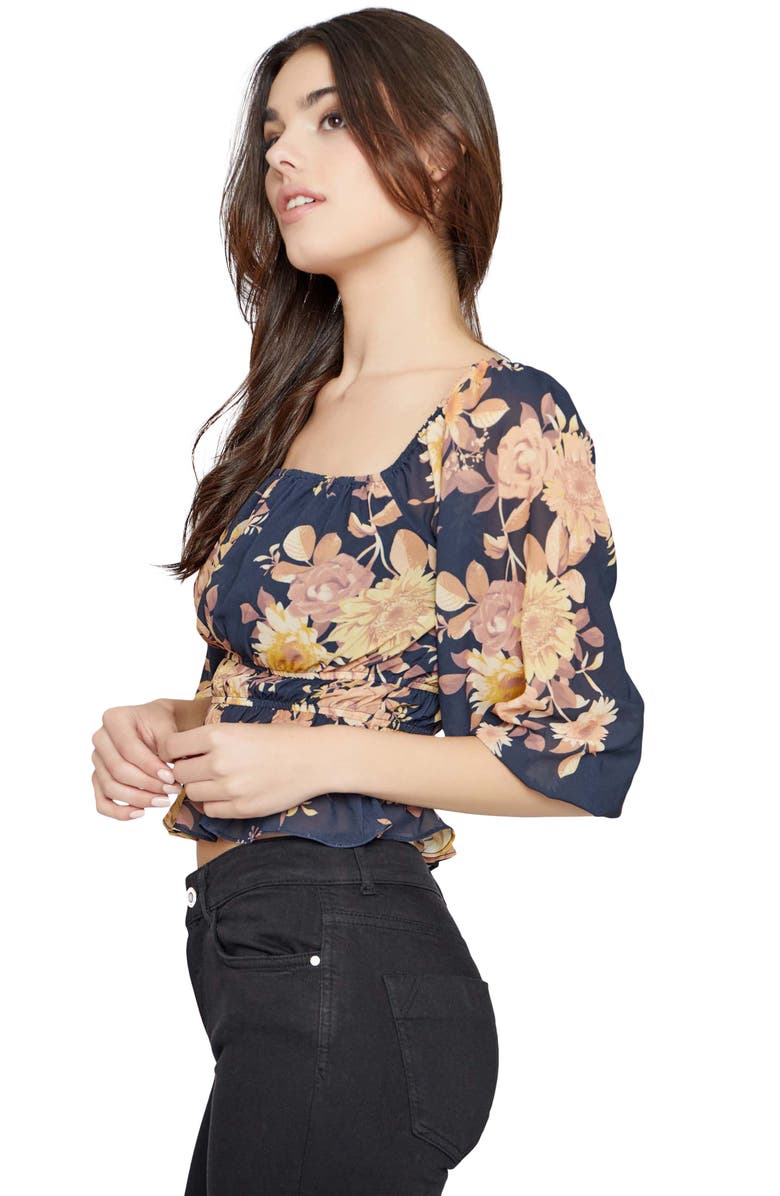Lost + Wander Poets Floral Dream Top, Alternate, color, Black-Taupe