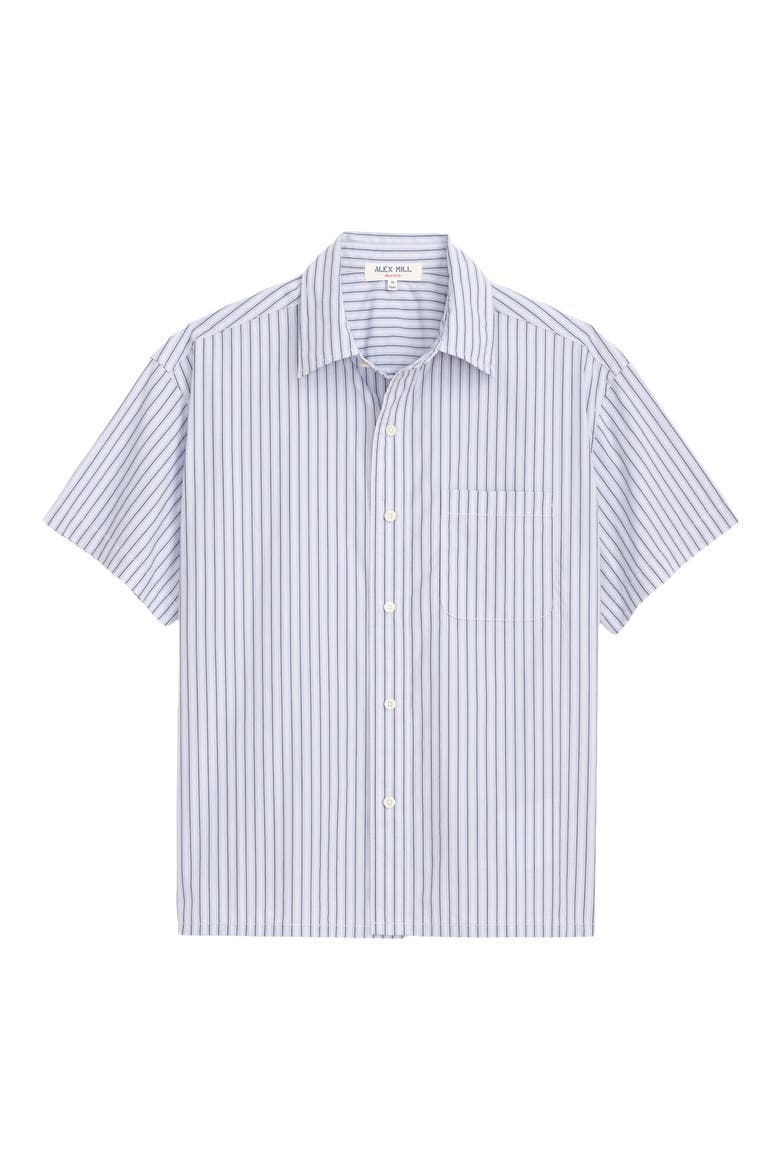 Franklin Short Sleeve Stripe Cotton Button-Up Shirt, Alternate, color, BLUE