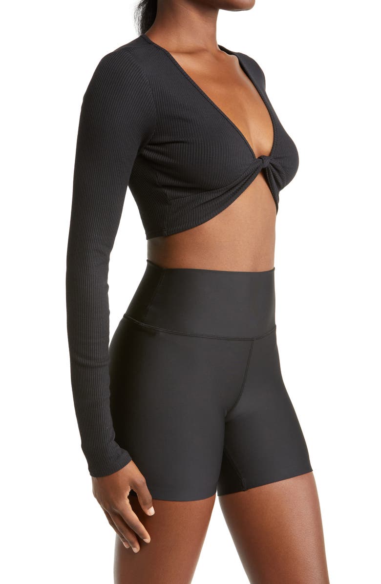 Alo Knot Long Sleeve Rib Top, Alternate, color, 