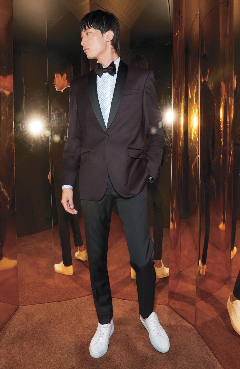 David Donahue Pre-Tied Silk Bow Tie, Alternate, color, Black Satin