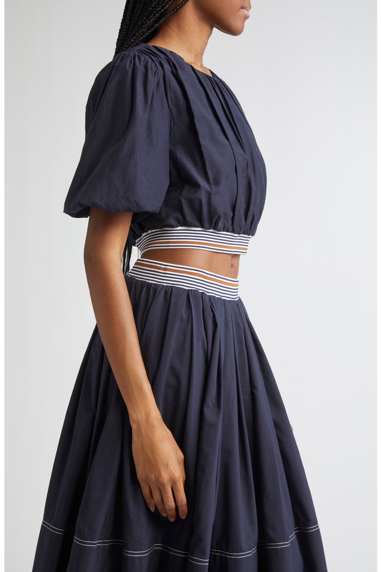 Gabriela Cotton & Silk Crop Top, Alternate, color, NAVY