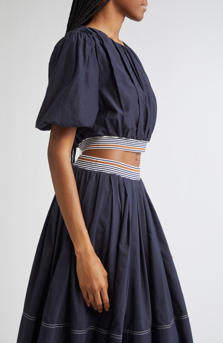 Veronica Beard Gabriela Cotton & Silk Crop Top, Alternate, color, Navy