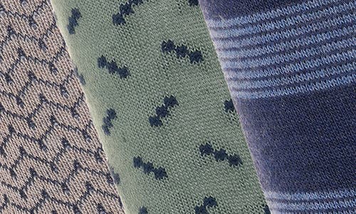 Original Penguin Ziggy Neat Assorted 3-pack Crew Socks In Blue