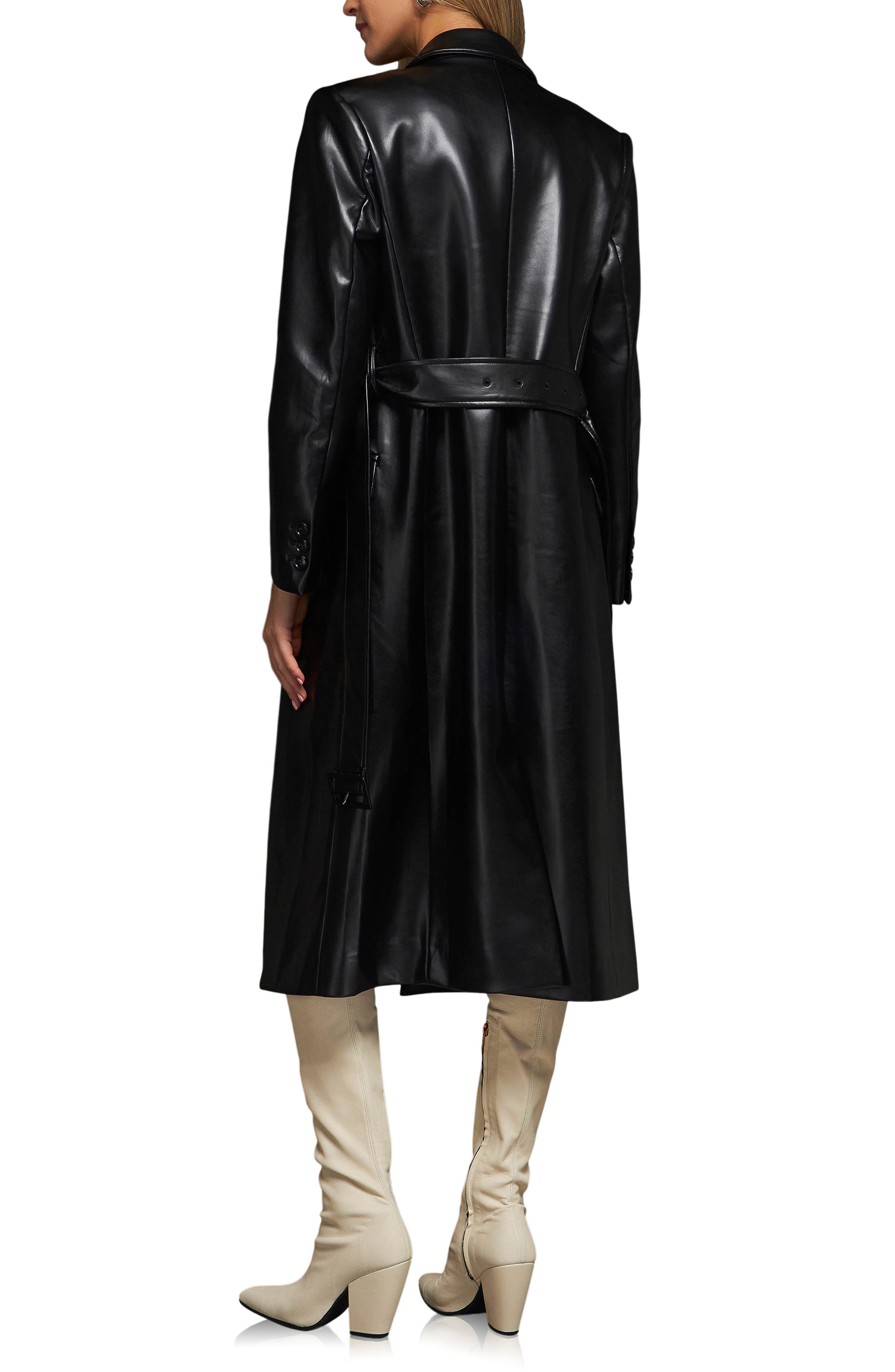 Long Faux Leather Trench Coat - image 2