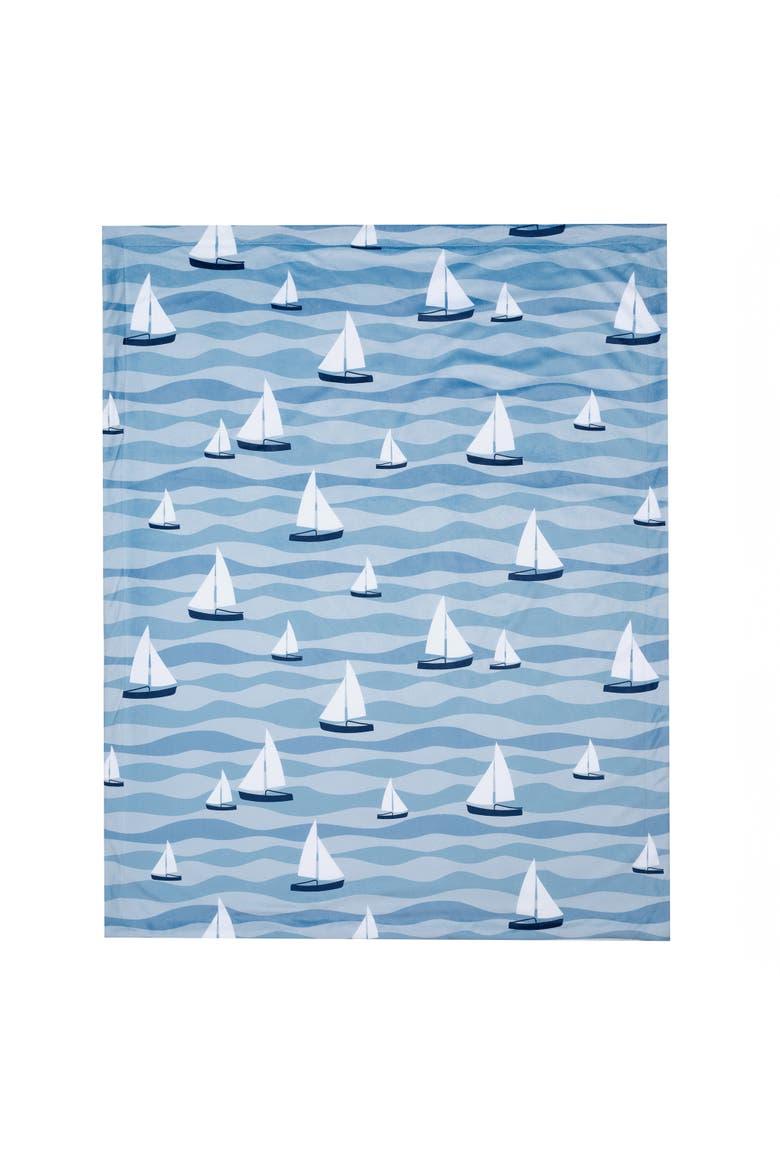Little Skipper Soft Luxury Nautical Sailboat Fleece Baby Blanket, Alternate, color, Blue