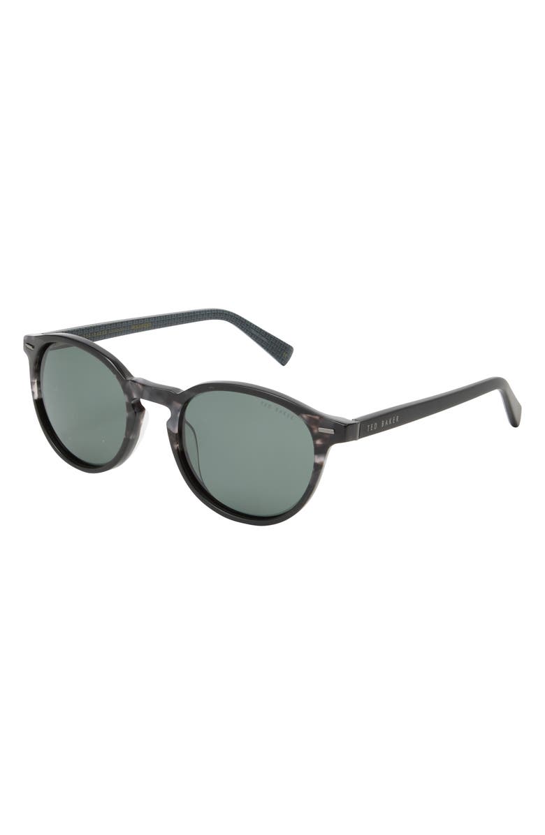 Ted Baker London 50mm Polarized Round Sunglasses, Alternate, color, Grey