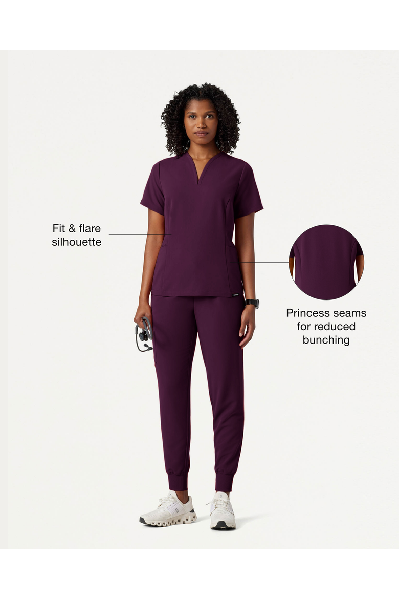 Calix Women's 2-Pocket Tailored V-Neck Scrub Top, Alternate, color, Eggplant