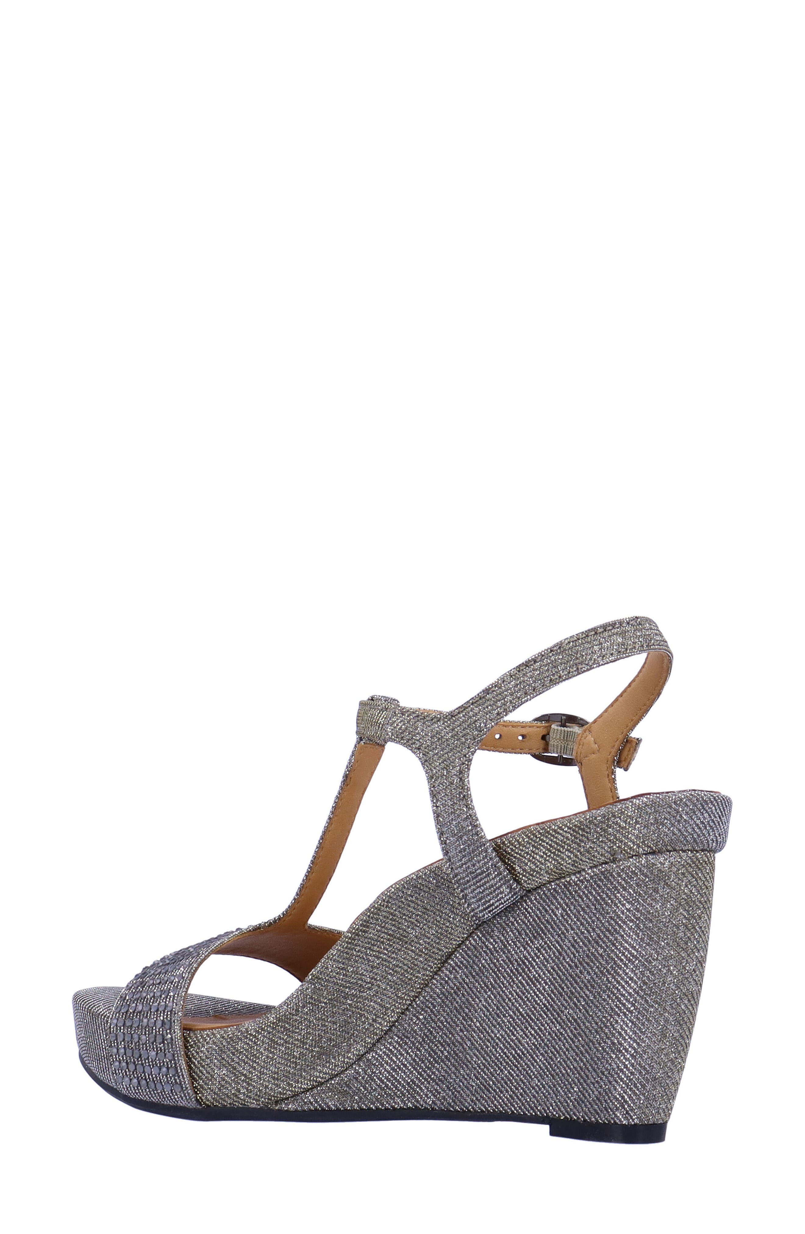 Idelle T-Strap Wedge Sandal, Alternate, color, PEWTER