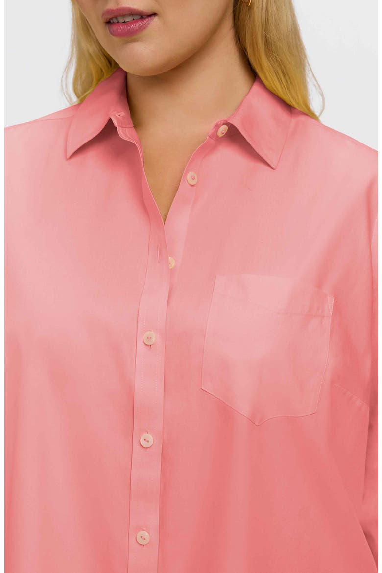 Boyfriend Non-Iron Cotton Blouse, Alternate, color, CORAL REEF