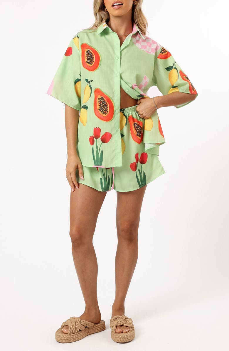 Petal & Pup Piccolo Button-Up Shirt & Shorts Set, Main, color, 