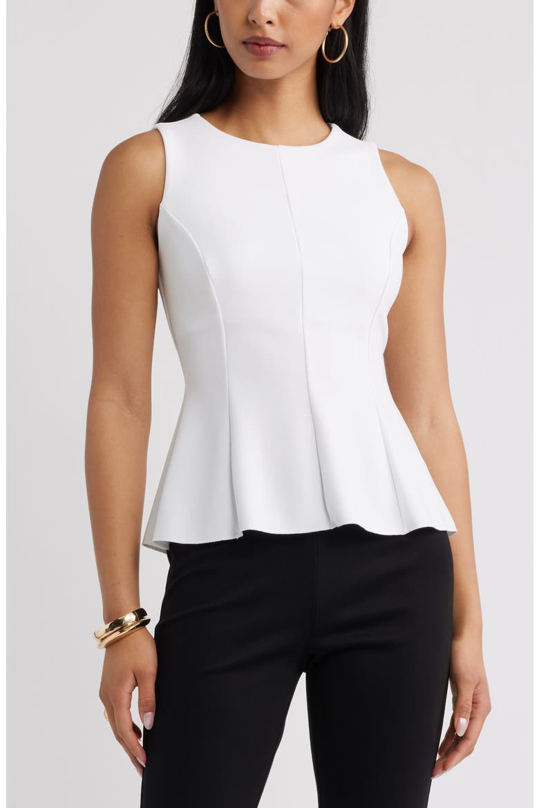 Crewneck Flared Tank, Main, color, WHITE