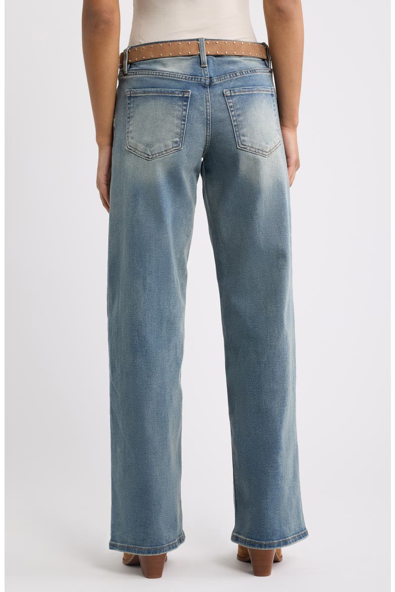 Britney Belted Wide Leg Jeans, Alternate, color, 35RT - TINTED VINTAG