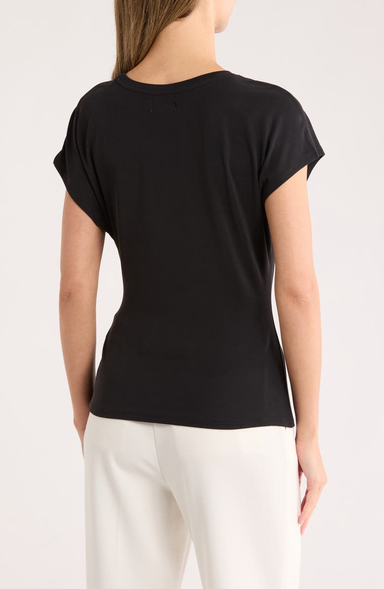 NORDSTROM RACK Short Sleeve Tie Detail Top, Alternate, color, Black