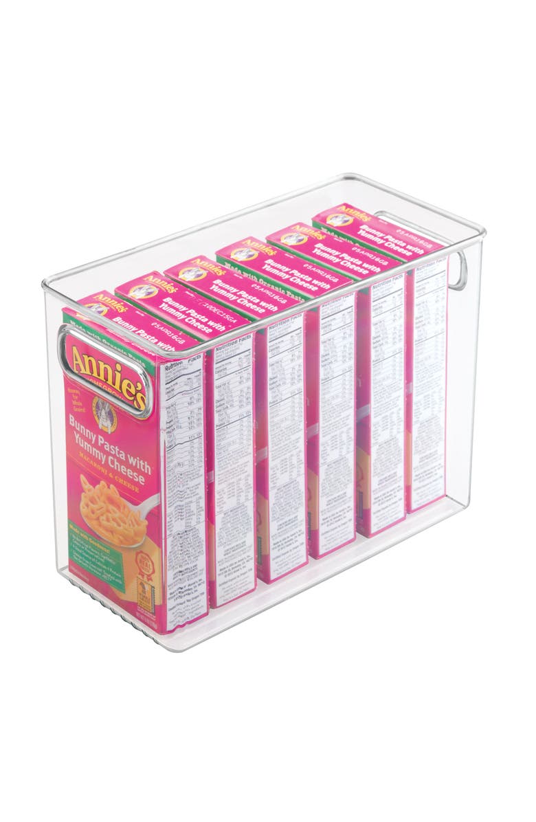 mDesign Plastic Tall Food Storage Organization Container Bin with Handles - 4 Pack, Clear, Alternate, color,